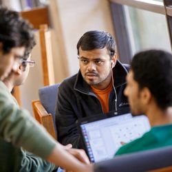 Students studying in the library.